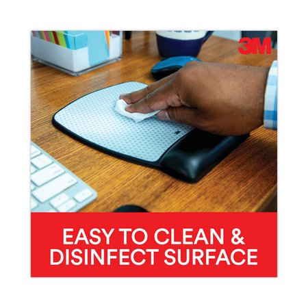 3M Precise Leatherette Mouse Pad w/Standard Wrist Rest, 6.75x8-3/5, Black MW309LE